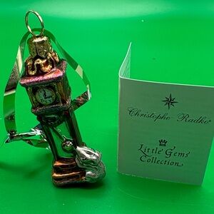 Christopher Radko Little Gems Hickory Dickory Dock Ornament - Gold and Silver